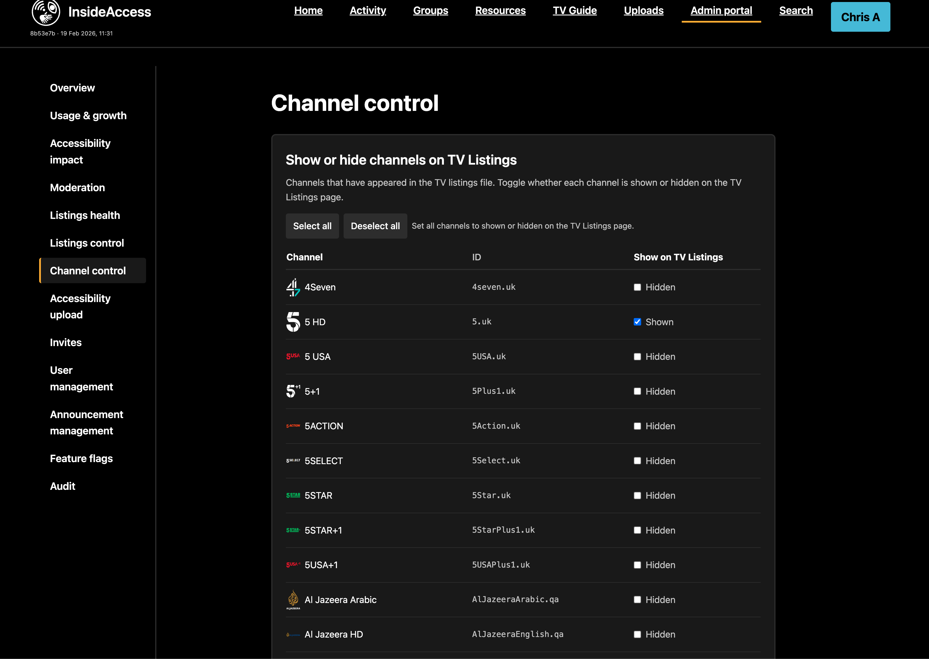 InsideAccess Admin portal
